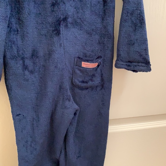 🟢 Vineyard Vines Fuzzy Union Suit PJ Navy one piece - Picture 6 of 7